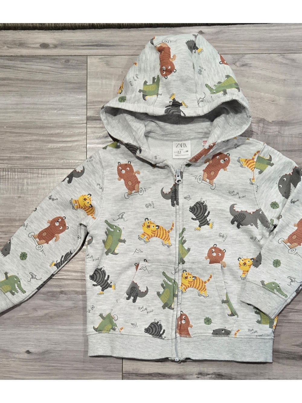Zara Zip Up Hoodie with Animal Prints